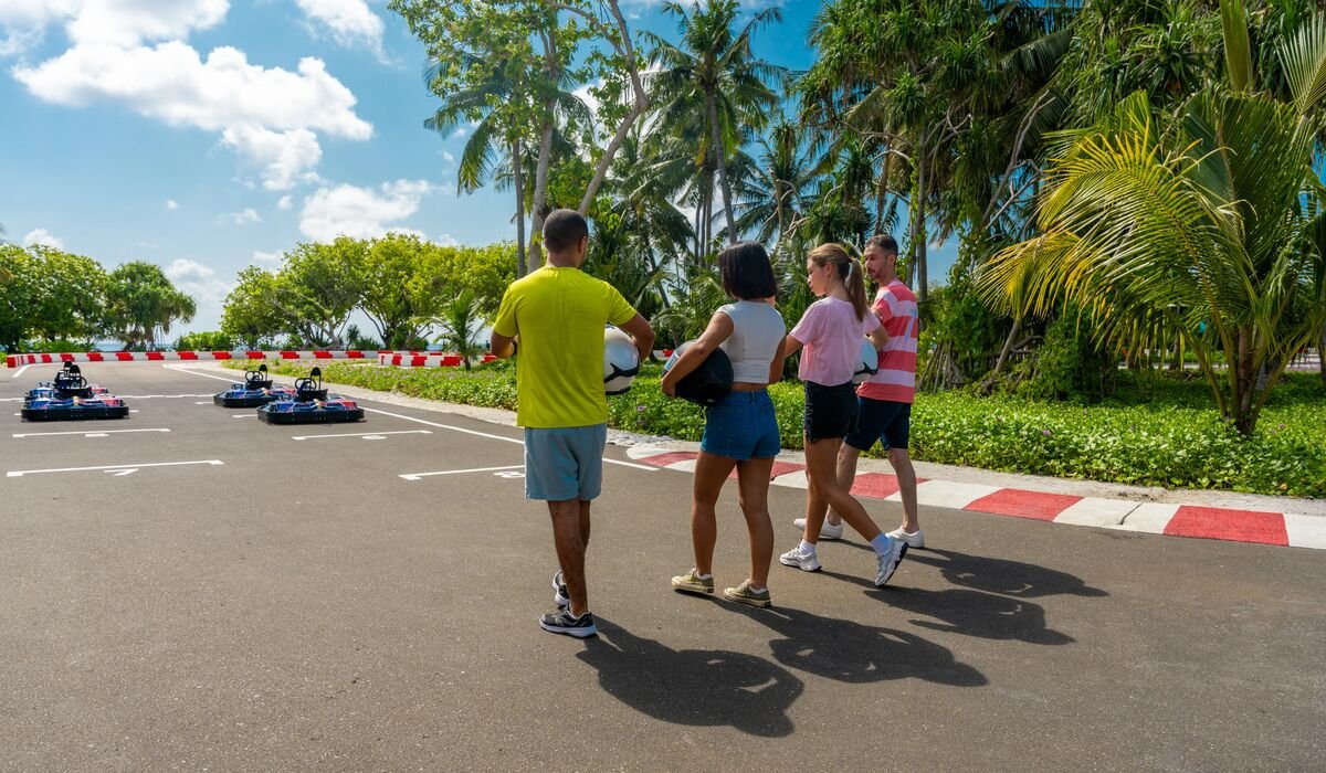 Family go-karting activity in the Maldives