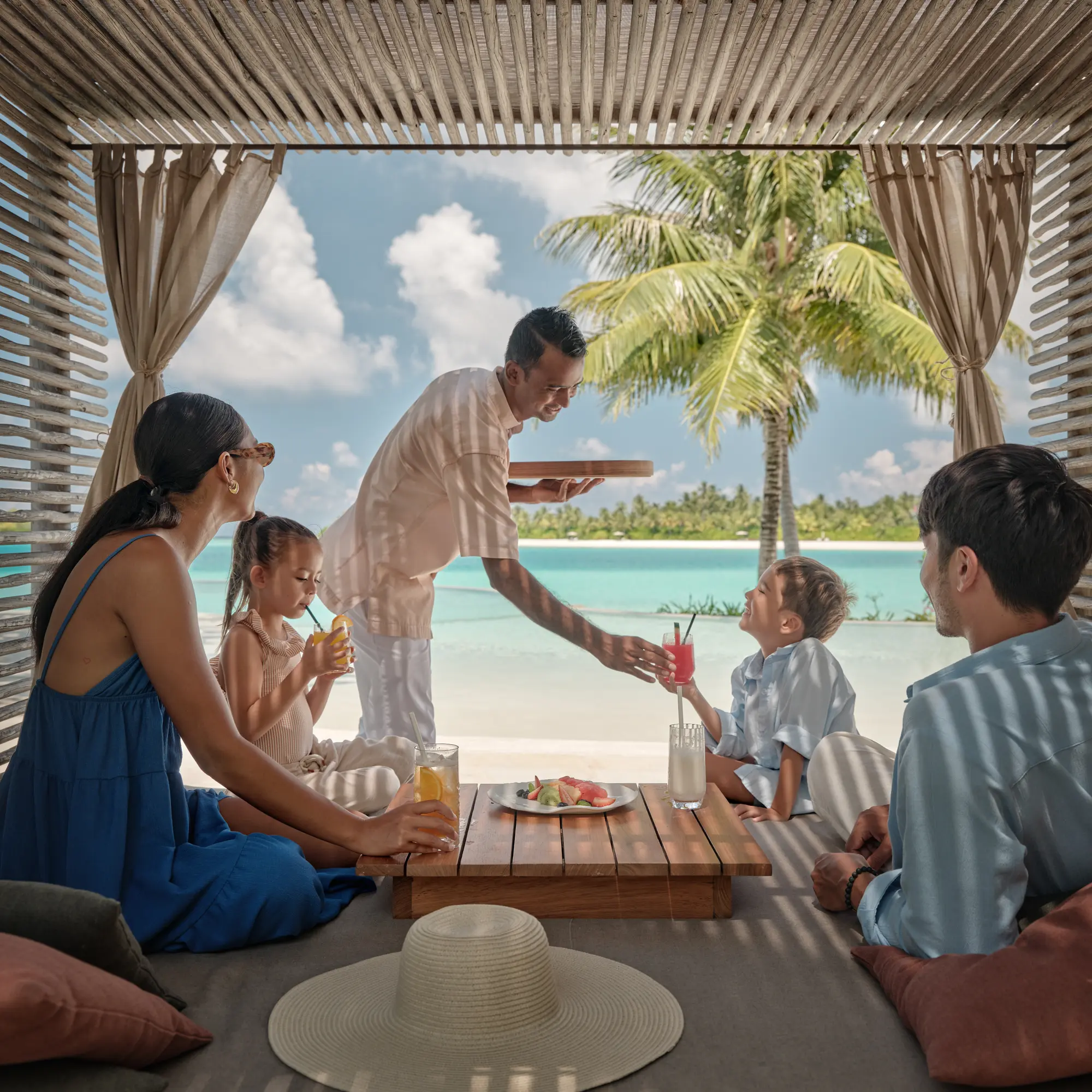 Family beach dining experience