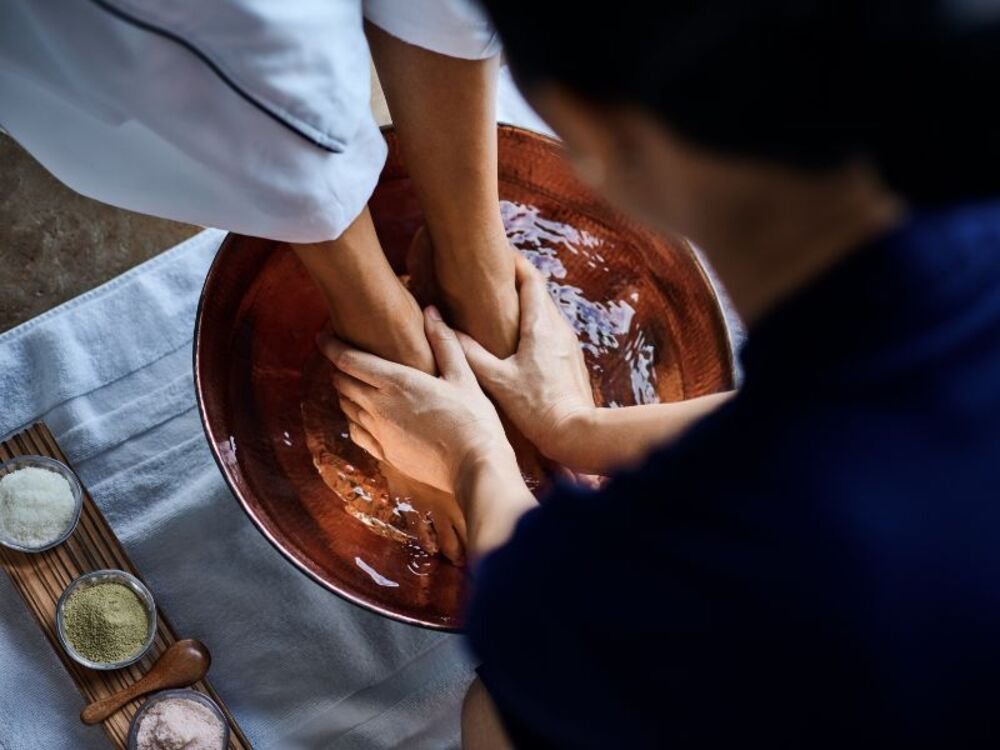 Traditional Maldivian spa foot treatment